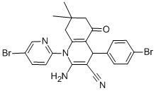 2-amino-4-(4-bromophenyl)-1-(5-bromo-2-pyridinyl)-7,7-dimethyl-5-oxo-1,4,5,6,7,8-hexahydro-3-quinolinecarbonitrile CAS#: 339339-29-6
