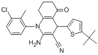2-amino-4-(5-tert-butyl-2-thienyl)-1-(3-chloro-2-methylphenyl)-5-oxo-1,4,5,6,7,8-hexahydro-3-quinolinecarbonitrile CAS#: 311793-40-5