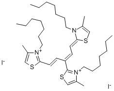 2,2'-[3-[(3-heptyl-4-methyl-3H-thiazol-2-ylidene)ethylidene]propenylene]bis[3-heptyl-4-methylthiazolium] diiodide CAS#: 3571-88-8