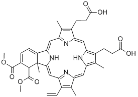 23H,25H-Benzo[b]porphine-9,13-dipropanoic acid, 19-ethenyl-1,22a-dihydro-1,2-bis(methoxycarbonyl)-8,14,18,22a-tetramethyl- CAS#: 130851-16-0