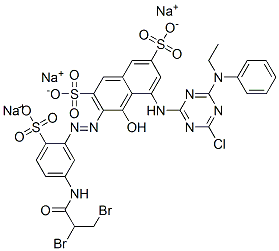 2,7-Naphthalenedisulfonic acid, 5-4-chloro-6-(ethylphenylamino)-1,3,5-triazin-2-ylamino-3-5-(2,3-dibromo-1-oxopropyl)amino-2-sulfophenylazo-4-hydroxy-, sodium salt CAS#: 155522-14-8