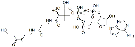 [(2R,3S,4R,5R)-5-(6-aminopurin-9-yl)-4-hydroxy-2-[[hydroxy-[hydroxy-[3-hydroxy-3-[2-[2-(3-hydroxypropanoylsulfanyl)ethylcarbamoyl]ethylcarbamoyl]-2,2-dimethyl-propoxy]phosphoryl]oxy-phosphoryl]oxymethyl]oxolan-3-yl]oxyphosphonic acid CAS#: 157786-88-4