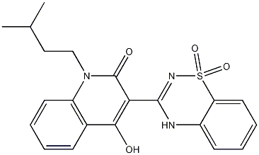 3-(1,1-Dioxo-1,4-dihydrobenzo[1,2,4]thiadiazin-3-yl)-4-hydroxy-1-(3-methylbutyl)-1H-quinolin-2-one CAS#: 303776-89-8
