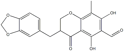 3-(1,3-Benzodioxol-5-ylmethyl)-3,4-dihydro-5,7-dihydroxy-8-methyl-4-oxo-2H-1-benzopyran-6-carboxaldehyde CAS#: 116291-82-8