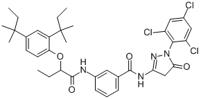 3-[[2-[2,4-bis(tert-pentyl)phenoxy]butyryl]amino]-N-[4,5-dihydro-5-oxo-1-(2,4,6-trichlorophenyl)-1H-pyrazol-3-yl]benzamide CAS#: 31598-52-4