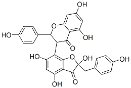 3-[2,3-Dihydro-2,4,6-trihydroxy-2-[(4-hydroxyphenyl)methyl]-3-oxobenzofuran-7-yl]-2,3-dihydro-5,7-dihydroxy-2-(4-hydroxyphenyl)-4H-1-benzopyran-4-one CAS#: 34029-16-8