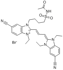 3-[4-[(acetylamino)sulphonyl]butyl]-5-cyano-2-[3-(5-cyano-1,3-diethyl-1,3-dihydro-2H-benzimidazol-2-ylidene)-1-propenyl]-1-ethyl-1H-benzimidazolium bromide CAS#: 33625-61-5