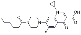 3-Quinolinecarboxylic acid, 1-cyclopropyl-6-fluoro-1,4-dihydro-4-oxo-7-[4-(1-oxohexyl)-1-piperazinyl]- CAS#: 151602-46-9