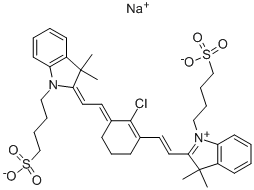 3,3-DIMETHYL-2-[2-[-CHLORO-3-[2-[1,3-DIHYDRO-3,3-DIMETHYL-1-(4-SULFOBUTYL)-2H-INDOL 2-YLIDENE]-ETHYLIDENE]-1-CYCLOHEXEN-1-YL]ETHENYL]-1-(4-SULFOBUTYL)-3H-INDOLIUM HYDROXIDE, INNER SALT, MONOSODIUM SALT CAS#: 115970-66-6