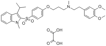 3,4-DIMETHOXY-N-METHYL-N-[3-[4-[[1-METHYL-3-(1-METHYLETHYL)-1H-INDOL-2-YL]SULFONYL]PHENOXY]PROPYL]BENZENEETHANAMINE OXALATE CAS#: 121346-32-5