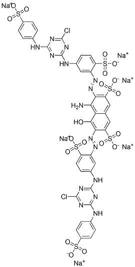 4-Amino-3,6-bis[[5-[[4-chloro-6-[(4-sulfophenyl)amino]-1,3,5-triazin-2-yl]amino]-2-sulfophenyl]azo]-5-hydroxy-2,7-naphthalene disulfonic acid hexasodium salt CAS#: 115099-61-1