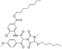4-Chloro-3-[2-(4-methoxyphenylcarbonyl)-2-(4-hexyloxy-3-methyl-2,5-dioxoimidazolidin-1-yl)acetylamino]benzoic acid octyl ester CAS#: 116330-58-6