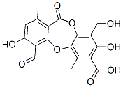 4-Formyl-3,8-dihydroxy-9-(hydroxymethyl)-1,6-dimethyl-11-oxo-11H-dibenzo[b,e][1,4]dioxepin-7-carboxylic acid CAS#: 489-51-0