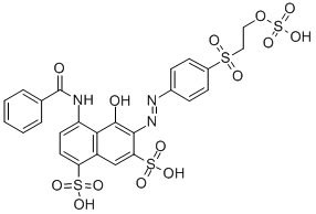 4-(benzoylamino)-5-hydroxy-6-[[4-[[2-(sulphooxy)ethyl]sulphonyl]phenyl]azo]naphthalene-1,7-disulphonic acid CAS#: 33432-08-5