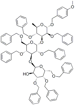 4-methoxybenzyl 2,4-di-O-benzyl-3-O-(2,4,6-tri-O-benzyl-3-O-(3,4,6-tri-O-benzyl-alpha-galactopyranosyl)-alpha-glucopyranosyl)-alpha-rhamnopyranoside CAS#: 128716-50-7