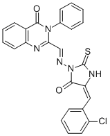 4(3H)-Quinazolinone, 2-(((4-((2-chlorophenyl)methylene)-5-oxo-2-thioxo -1-imidazolidinyl)imino)methyl)-3-phenyl- CAS#: 169471-14-1