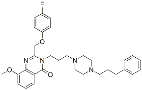 4(3H)-Quinazolinone,  2-[(4-fluorophenoxy)methyl]-8-methoxy-3-[3-[4-(3-phenylpropyl)-1-piperazinyl]propyl]- CAS#: 387346-57-8
