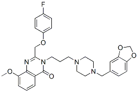 4(3H)-Quinazolinone,  3-[3-[4-(1,3-benzodioxol-5-ylmethyl)-1-piperazinyl]propyl]-2-[(4-fluorophenoxy)methyl]-8-methoxy- CAS#: 387346-59-0