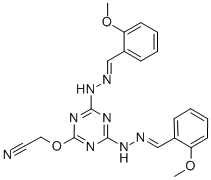 ((4,6-Bis(((2-methoxyphenyl)methylene)hydrazino)-1,3,5-triazin-2-yl)ox y)acetonitrile CAS#: 137522-85-1