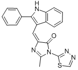 4H-Imidazol-4-one, 3,5-dihydro-2-methyl-5-((2-phenyl-1H-indol-3-yl)met hylene)-3-(1,3,4-thiadiazol-2-yl)- CAS#: 143658-84-8