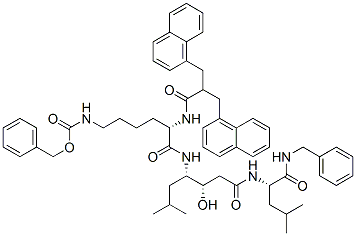(4S,8S,9S,12S)-12-[2-(1-Naphtylmethyl)-3-(1-naphtyl)propionylamino]-3,6,11-trioxo-4,9-diisobutyl-8-hydroxy-1-phenyl-2,5,10,17-tetraazaoctadecane-18-oic acid benzyl ester CAS#: 119809-27-7