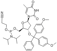 5'-O-[(N,N-DIISOPROPYLAMINO)-(2-CYANOETHOXY)PHOSPHINYL]-3'-O-(4,4'-DIMETHOXYTRITYL)-THYMIDINE CAS#: 134031-86-0