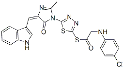 (5E)-3-[5-[2-[(4-chlorophenyl)amino]acetyl]sulfanyl-1,3,4-thiadiazol-2 -yl]-5-(1H-indol-3-ylmethylidene)-2-methyl-imidazol-4-one CAS#: 127227-40-1