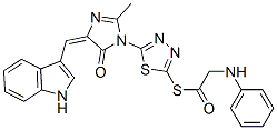 (5E)-3-[5-(2-anilinoacetyl)sulfanyl-1,3,4-thiadiazol-2-yl]-5-(1H-indol -3-ylmethylidene)-2-methyl-imidazol-4-one CAS#: 127227-37-6