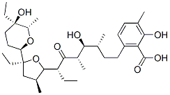 6-[(3R,4S,5S,7R)-7-[(2S,3S,5S)-5-ethyl-5-[(2R,5R,6S)-5-ethyl-5-hydroxy-6-methyl-oxan-2-yl]-3-methyl-oxolan-2-yl]-4-hydroxy-3,5-dimethyl-6-oxo-nonyl]-2-hydroxy-3-methyl-benzoic acid CAS#: 37259-88-4