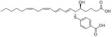 6(R)-(4-CARBOXYPHENYLTHIO)-5(S)-HYDROXY-7(E),9(E),11(Z),14(Z)-EICOSATETRAENOIC ACID CAS#: 154978-38-8
