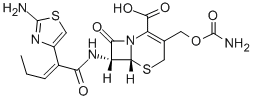 (6R,7R)-3-[[(Aminocarbonyl)oxy]methyl]-7-[[(2Z)-2-(2-amino-4-thiazolyl)-1-oxo-2-pentenyl]amino]-8-oxo-5-thia-1-azabicyclo[4.2.0]oct-2-ene-2-carboxylic acid CAS#: 135889-00-8