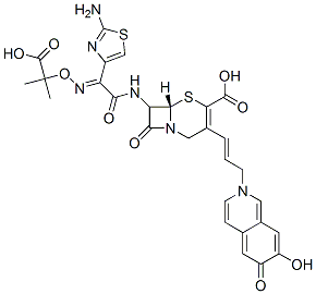 7-(2-(2-aminothiazol-4-yl)-2-(1-carboxy-1-methylethoxyimino)acetamido)-3-(3-(2,6-dihydro-7-hydroxy-6-oxoisoquinolin-2-yl)propen-1-yl)-3-cephem-4-carboxylic acid CAS#: 150256-26-1