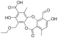 9-ethoxymethyl-4-formyl-3,8-dihydroxy-1,6-dimethyl-11-oxodibenzo[b,e][1,4]dioxepin-7-carboxylic acid CAS#: 489-49-6