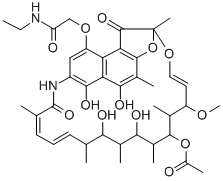 Acetamide, 2-((1,2-dihydro-5,6,17,19,21-pentahydroxy-23-methoxy-2,4,12 ,16,18,20,22-heptamethyl-1,11-dioxo-2,7-(epoxypentadeca(1,11,13)trieni mino)naphtho(2,1-b)furan-9-yl)oxy)-N-ethyl-, 21-acetate CAS#: 38327-40-1