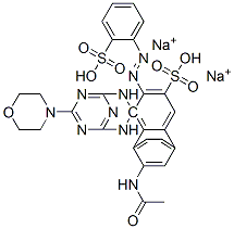 Benzenesulfonic acid, 3,3-6-(4-morpholinyl)-1,3,5-triazine-2,4-diylbisimino2-(acetylamino)-4,1-phenyleneazobis-, disodium salt CAS#: 130201-55-7