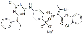 Benzenesulfonic acid, 4-4-chloro-6-(ethylphenylamino)-1,3,5-triazin-2-ylamino-2-1-(2-chlorophenyl)-4,5-dihydro-3-methyl-5-oxo-1H-pyrazol-4-ylazo-, monosodium salt CAS#: 136213-75-7