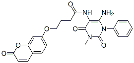 Butanamide,  N-(6-amino-1,2,3,4-tetrahydro-3-methyl-2,4-dioxo-1-phenyl-5-pyrimidinyl)-4-[(2-oxo-2H-1-benzopyran-7-yl)oxy]- CAS#: 301206-08-6