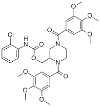 Carbamic acid, (2-chlorophenyl)-, (1,4-bis(3,4,5-trimethoxybenzoyl)-2- piperazinyl)methyl ester CAS#: 129230-03-1