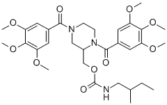 Carbamic acid, (2-methylbutyl)-, (1,4-bis(3,4,5-trimethoxybenzoyl)-2-p iperazinyl)methyl ester CAS#: 129230-08-6