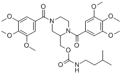 Carbamic acid, (3-methylbutyl)-, (1,4-bis(3,4,5-trimethoxybenzoyl)-2-p iperazinyl)methyl ester CAS#: 129230-06-4