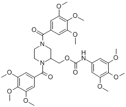 Carbamic acid, (3,4,5-trimethoxyphenyl)-, (1,4-bis(3,4,5-trimethoxyben zoyl)-2-piperazinyl)methyl ester CAS#: 129229-95-4