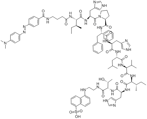 DABCYL-GAMMA-ABU-ILE-HIS-PRO-PHE-HIS-LEU-VAL-ILE-HIS-THR-EDANS CAS#: 142988-22-5