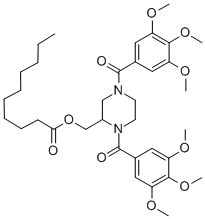 Decanoic acid, (1,4-bis(3,4,5-trimethoxybenzoyl)-2-piperazinyl)methyl ester CAS#: 129229-92-1