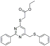 ETHYL 2-((2-PHENYL-6-[(PHENYLSULFANYL)METHYL]-4-PYRIMIDINYL)SULFANYL)ACETATE CAS#: 303147-67-3