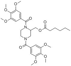 Hexanoic acid, (1,4-bis(3,4,5-trimethoxybenzoyl)-2-piperazinyl)methyl ester CAS#: 129229-97-6