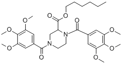 Hexyl 1,4-bis(3,4,5-trimethoxybenzoyl)-2-piperazinecarboxylate CAS#: 129477-57-2