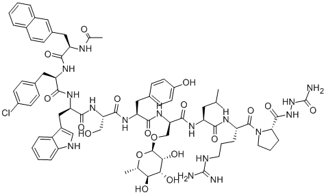 LHRH, Ac-2-Nal(1)-4-Cl-Phe(2)-Trp(3)-Ser(Rha)(6)-AzGlyNH2(10)- CAS#: 127932-90-5