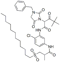N-[2-Chloro-5-[2-methyl-3-(dodecylsulfonyl)propanoylamino]phenyl]-2-(3-benzyl-2,5-dioxo-1-imidazolidinyl)-4,4-dimethyl-3-oxopentanamide CAS#: 114747-29-4