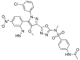 N-[4-[[5-[1-(3-chlorophenyl)-4-methoxy-5-(4-nitrophenyl)diazenyl-pyraz ol-3-yl]-1,3,4-oxadiazol-2-yl]methylsulfamoyl]phenyl]acetamide CAS#: 172701-72-3