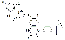N-[4-Chloro-3-[[4,5-dihydro-5-oxo-1-(2,4,6-trichlorophenyl)-1H-pyrazole-3-yl]amino]phenyl]-2-[4-(1,1,3,3-tetramethylbutyl)phenoxy]butanamide CAS#: 124773-10-0